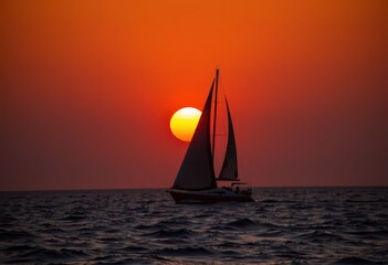 Fototapeta premium sailboat in the sunset