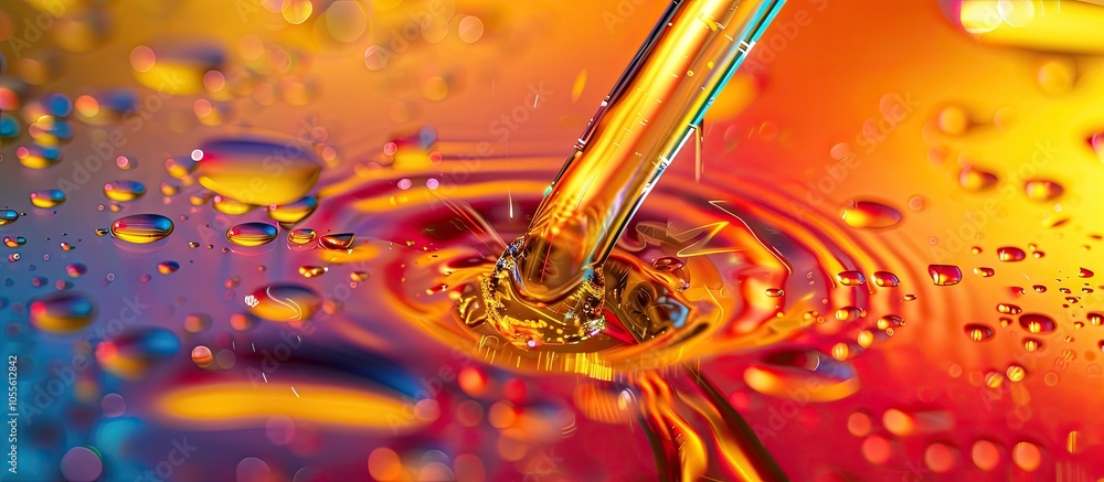 Poster top view of machine oil on a colorful background with space for copy in the image