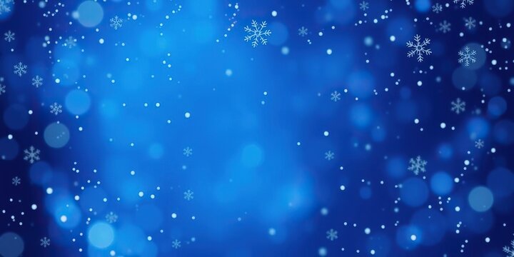 Background with a blue Christmas theme featuring falling snowflakes, white, holiday