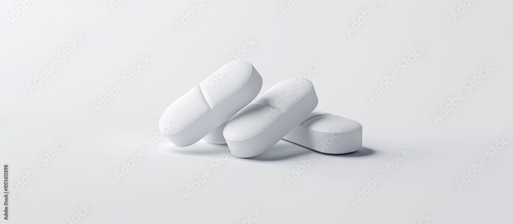 Poster isolated white tablet pills with a blank area for adding an image. copy space image. place for addin