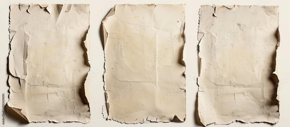 Poster vintage look posters with torn edges and creases on blank white paper ideal for creating a grungy co