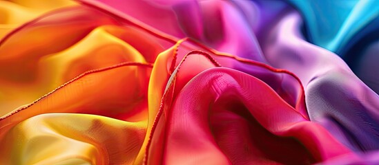 Close up photo of vibrant fabric with copy space image