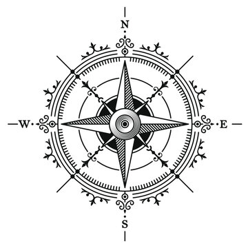 recommend clip art: Navigation Compass Icon on White Background. Vector
