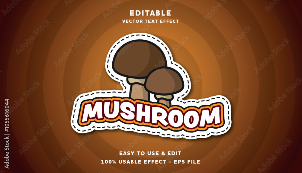 Poster mushroom editable text effect with modern and simple style