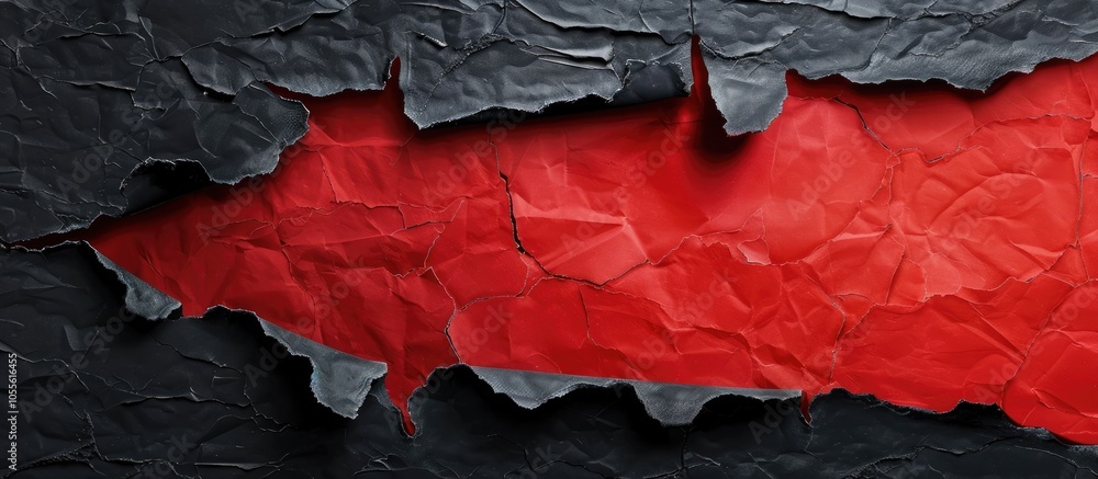 Poster a torn black paper with a red background displaying a message about creative solutions with a symbol