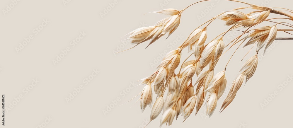 Poster close up view of a ripe ear of oats with copy space image