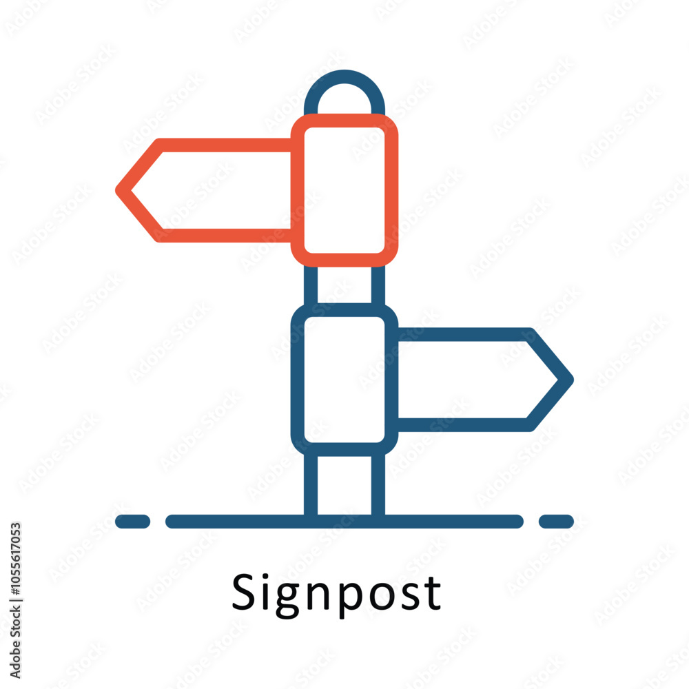 Poster signpost vector outline two colour design icon. winter travelling symbol on white backgroud eps 10 f