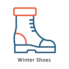 Winter Shoes Vector outline Two colour Design icon. Winter Travelling Symbol on White backgroud EPS 10 file