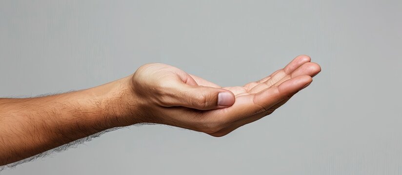 Isolated image of a hand holding a moci wijen with space for further copying