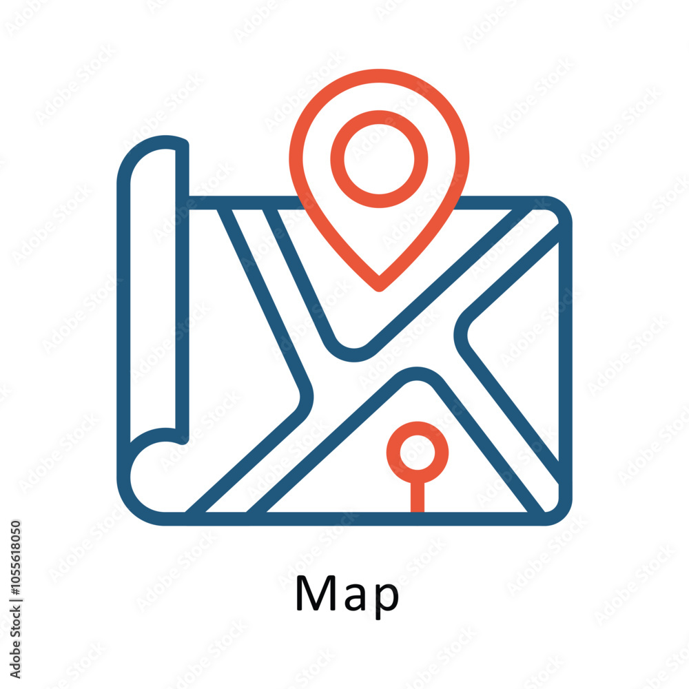 Poster map vector outline two colour design icon. winter travelling symbol on white backgroud eps 10 file