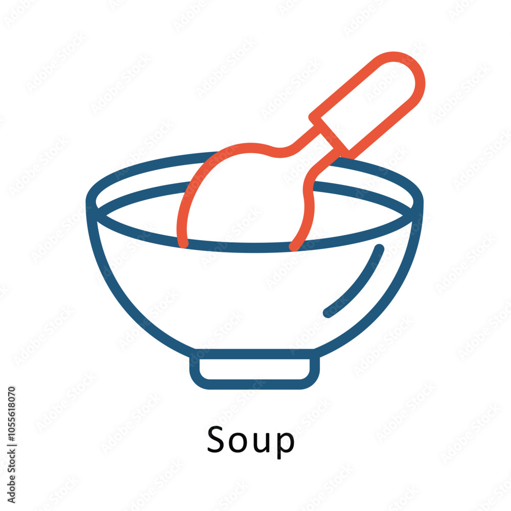 Poster soup vector outline two colour design icon. winter travelling symbol on white backgroud eps 10 file