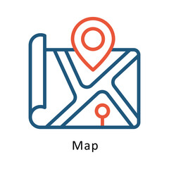 Map Vector outline Two colour Design icon. Winter Travelling Symbol on White backgroud EPS 10 file