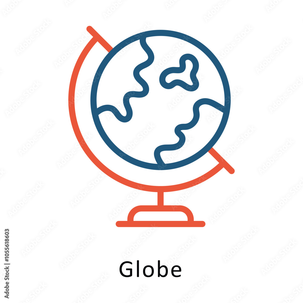 Poster globe vector outline two colour design icon. winter travelling symbol on white backgroud eps 10 file
