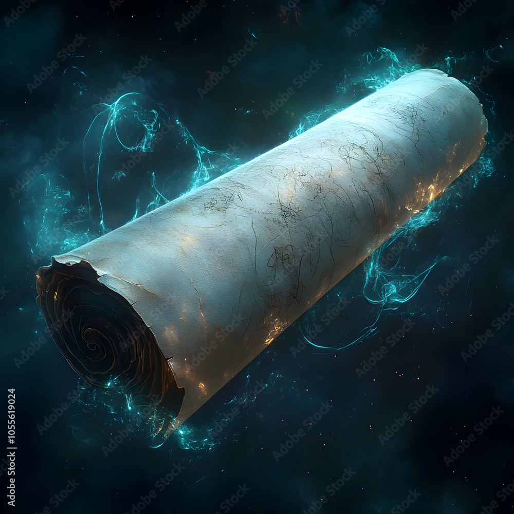 Aufkleber ancient scroll with faded marks floating in air, evoking mystery and history