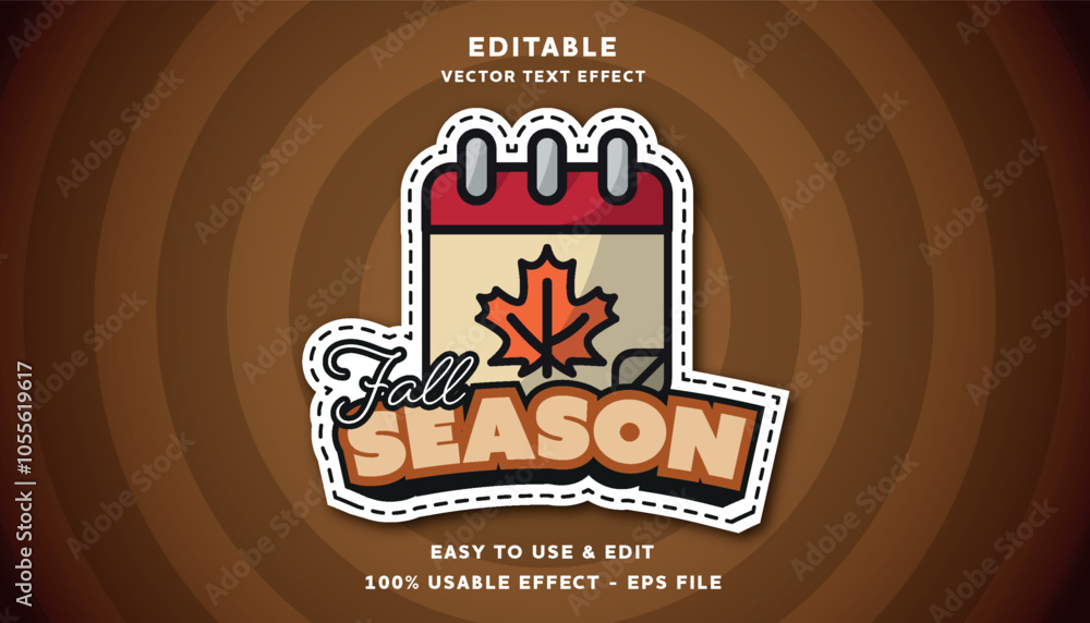 Poster fall season editable text effect with modern and simple style