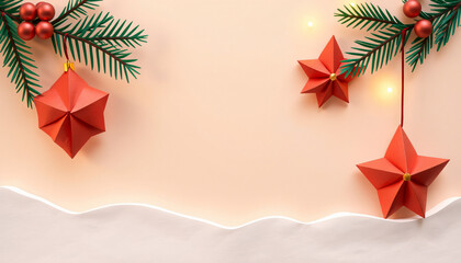 origami style background Christmas concept 