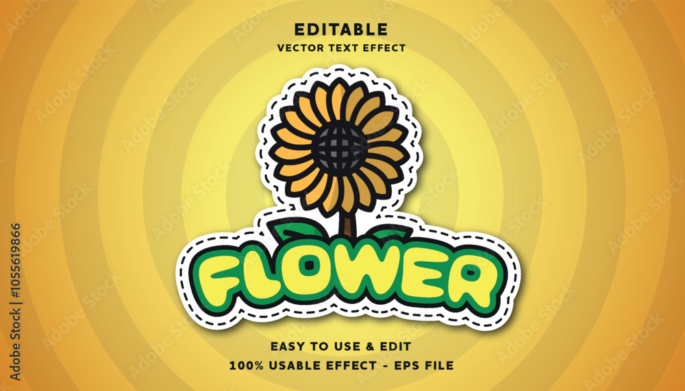 Poster sunflower editable text effect with modern and simple style