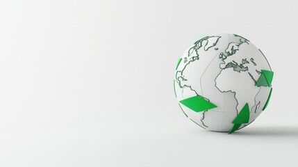 Net Zero concept with a globe and green arrows, symbolizing environmental balance and sustainability, isolated on white