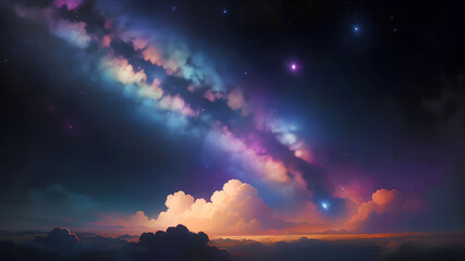 Fototapeta premium The milky way shines brightly in the sky