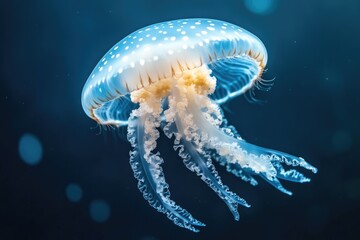Jellyfish underwater with open mouth