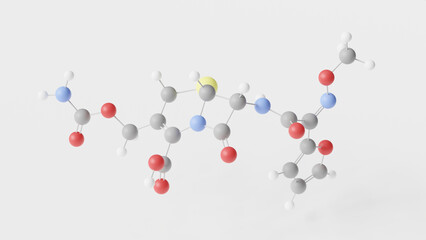 cefuroxime molecule 3d, molecular structure, ball and stick model, structural chemical formula zinacef