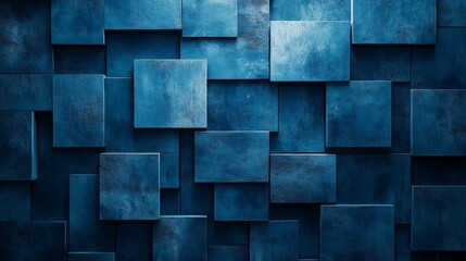 A blue wall with square tiles