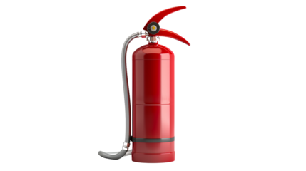 Red Fire Extinguisher with Hose and Nozzle