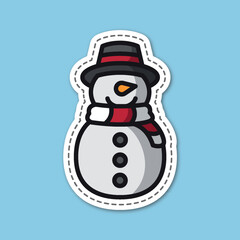 snowman editable cartoon style sticker vector	
