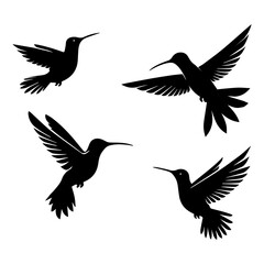 Hummingbird Set Silhouette Vector Art illustration with a white background