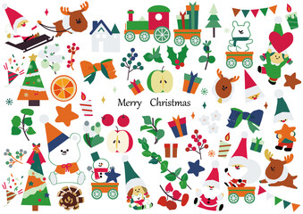 かわいいクリスマスのイラストセット素材