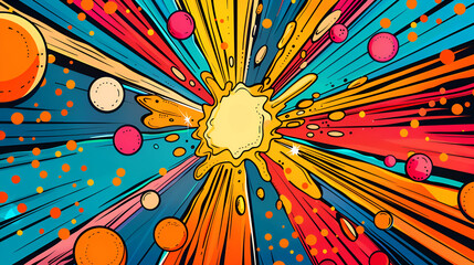 Abstract creative concept comic pop art style blank, layout template with clouds beams and isolated dots background