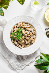 gluten-free chickpea pasta in sauce
