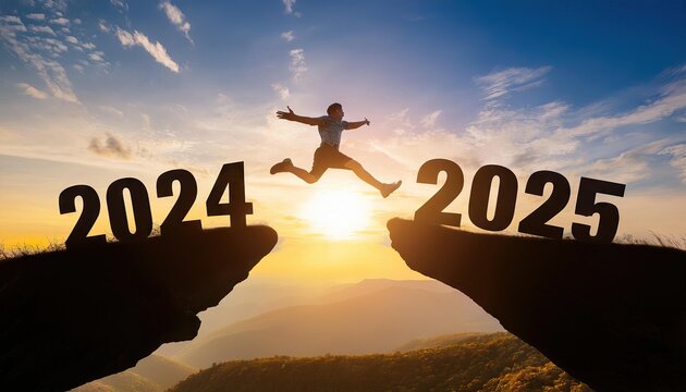 man jump between 2024 and 2025