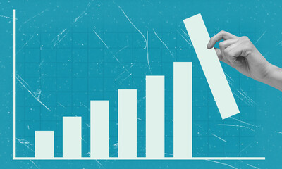 Modern art collage art with hand art and profit graph.