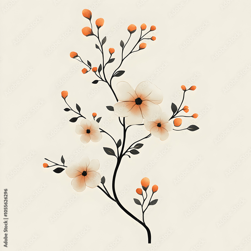 Aufkleber elegant logo design featuring a soft flowing floral branch with simplistic elements