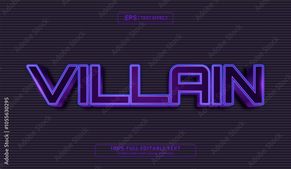 Canvas Prints villain text effect on dark striped background. editable 3d text effect vector illustration