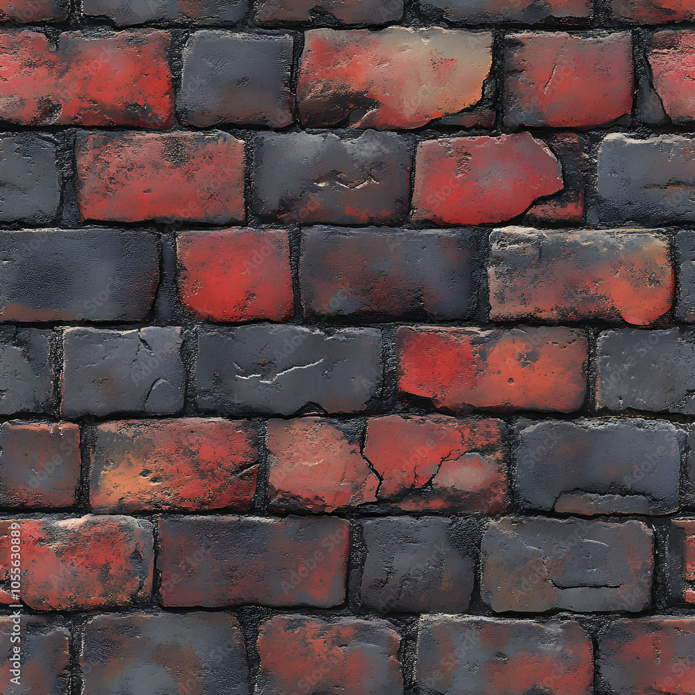 Aufkleber seamless red brick texture pattern on urban wall with slight variation in color and texture