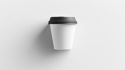 Top-down view of a coffee cup mockup with a blank surface, waiting for custom artwork.
