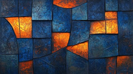 Fototapeta premium Textured Abstract Metal and Stone Grid Design