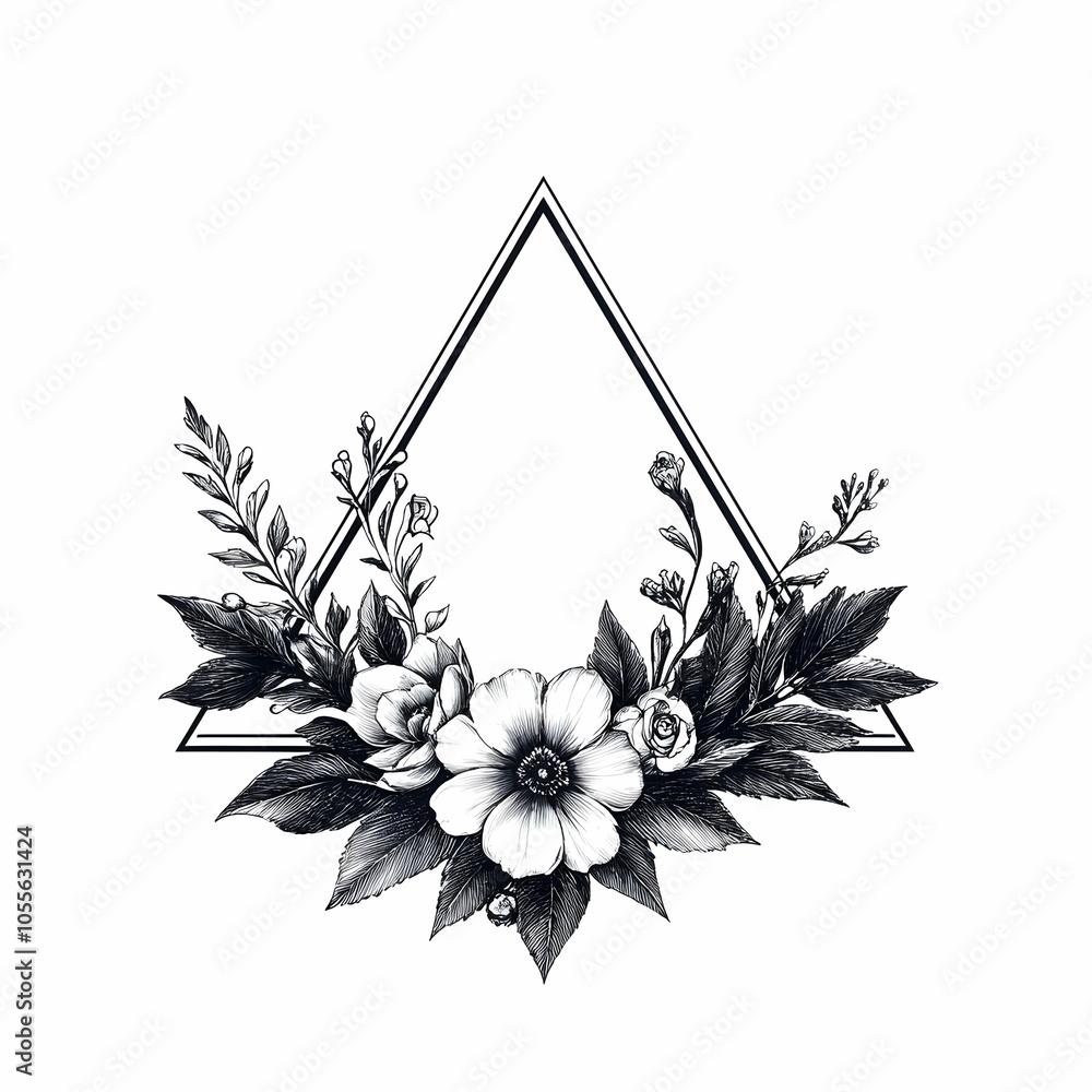 Poster simple triangle logo design with decorative corner element on a minimalist background