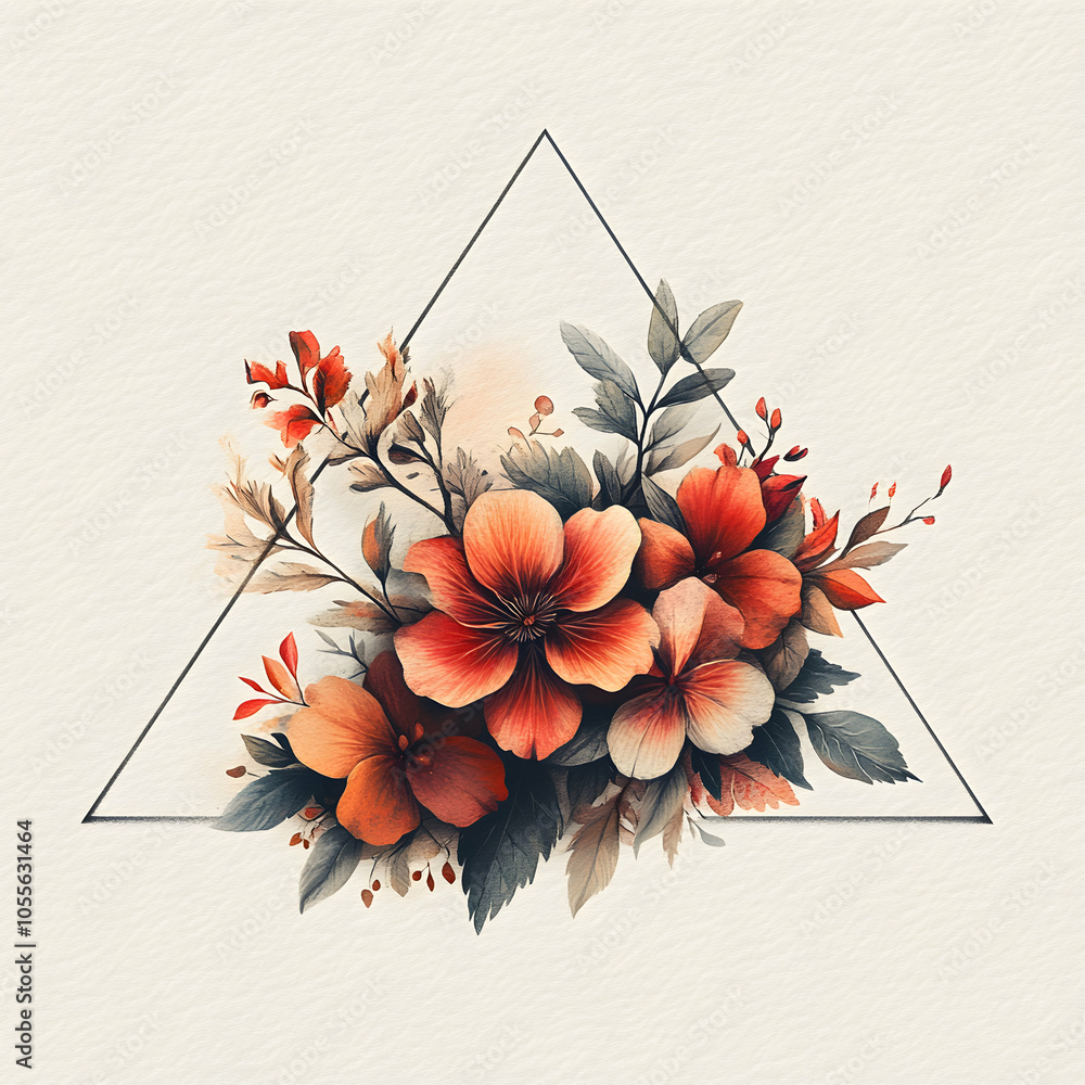 Poster simple triangle logo design with decorative corner element on a clean background
