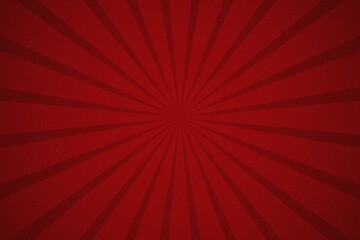 Vector red sunburst background with grainy noise texture. Abstract ray or sunbeam wallpaper, illustration