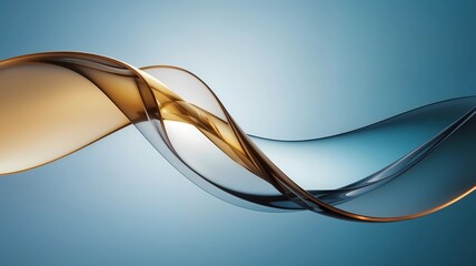 Obraz premium Flowing Transparent Glass Background with Goldenrod and Sea Blue Gradient