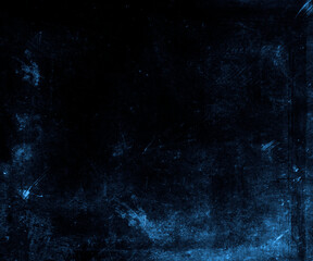 Grunge scratched dark blue background, Horror texture with space for your design