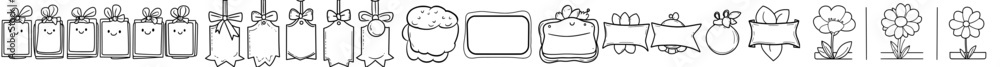 Poster color frame set with hand drawn doodles. square, circle, rectangle, box shapes are created with brus