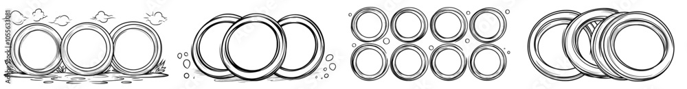 Poster this is an illustration of a round circular logo that is drawn with a round brush stroke icon frame 