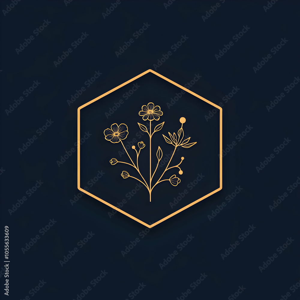 Poster stylish hexagonal logo design featuring clean lines and delicate aesthetic elements