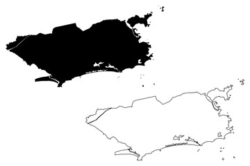 Rio de Janeiro City (Federative Republic of Brazil, Rio de Janeiro State) map vector illustration, scribble sketch City of Rio map