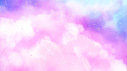 Fantasy Starry Nights Sky - Rainbow Cloudy Abstract Background 