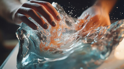 Fototapeta premium Mesmerizing epoxy resin mixing process for art and design